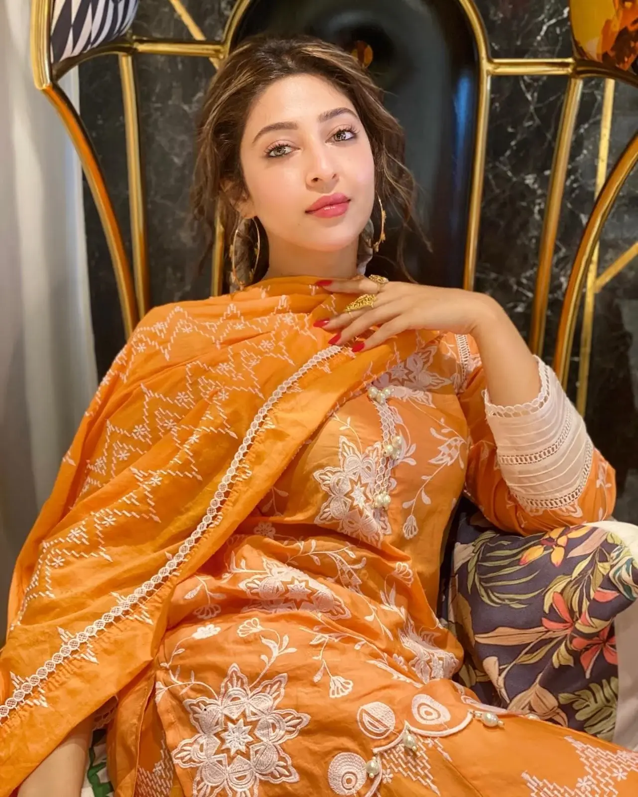 Sonarika Bhadoria in Traditional Orange Dress